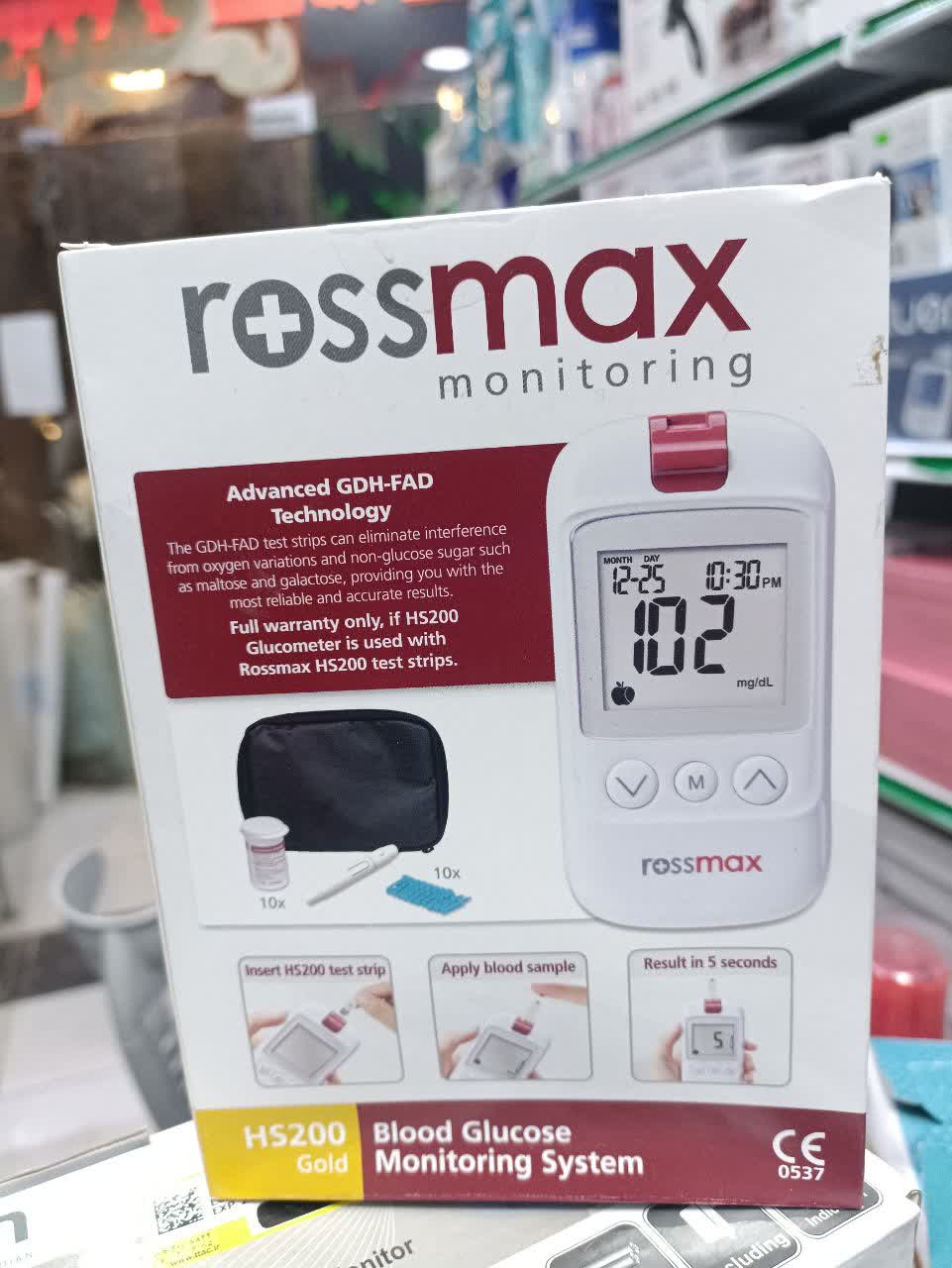 دستگاه تست قند خون رزمکس مدل HS200 با فناوری GDH-FAD | Rossmax سوئیس